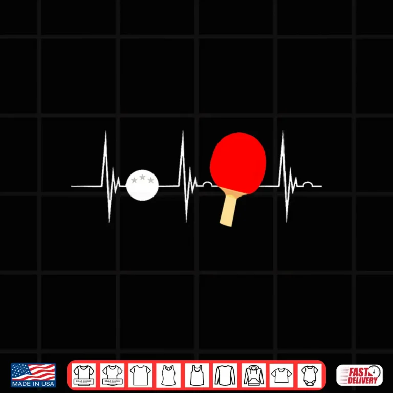 Design Paddle Heartbeat EKG Pulse Ping Pong Table Tennis Graphic Shirt
