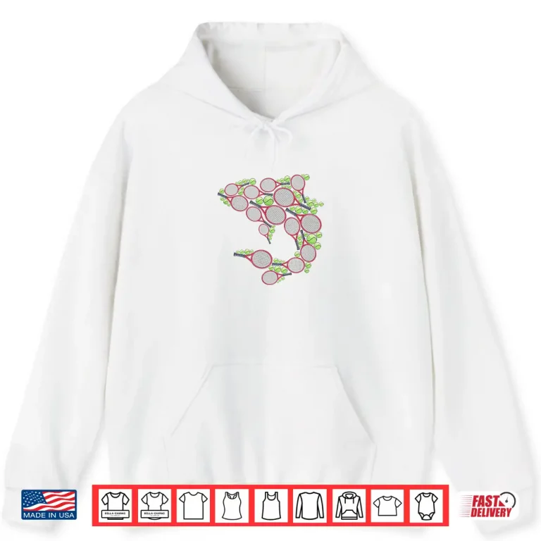 Hoodie Shark Racket And Balls Tennis Shark Animal Graphic Shirt