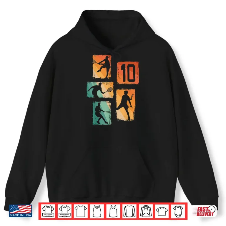 Hoodie Tenth Birthday Tennis Player Ten Years Old Professional Graphic Shirt