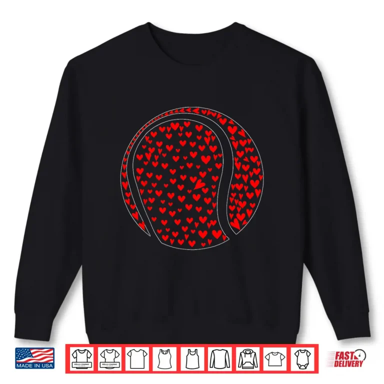Sweatshirt Valentine Hearts Matching Team Tennis Player Shape Graphic Shirt