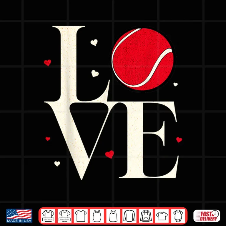 Design Valentines Day Red Heart Tennis Cute Professional Graphic Shirt