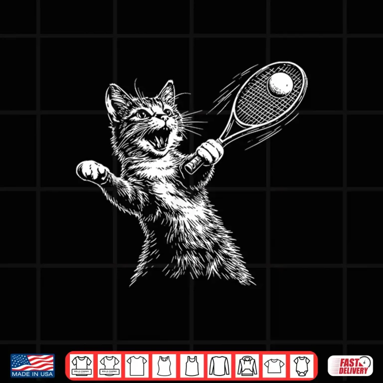 Design Cute Animal Graphic Cat Tennis Professional Humor Funny Shirt