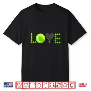 Green Player Racket Pattern Tennis Love Logo Ball Shirt