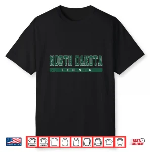 Green Vintage Text North Dakota Tennis Regional Aesthetic Shirt