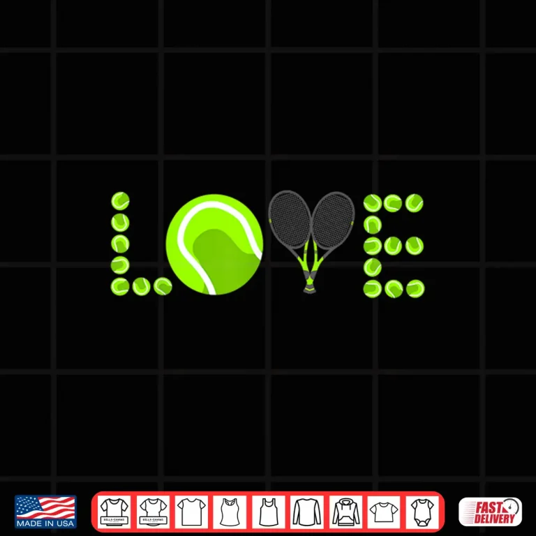 Design Green Player Racket Pattern Tennis Love Logo Ball Shirt