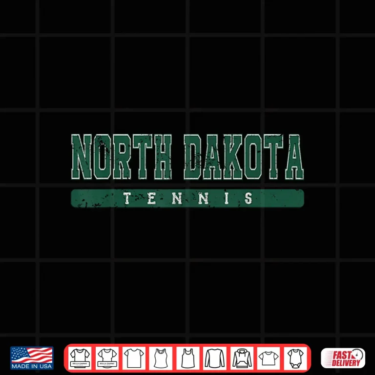 Design Green Vintage Text North Dakota Tennis Regional Aesthetic Shirt