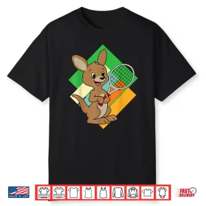 Kangaroo Player Sports Design Tennis Racket Animal Graphic Shirt