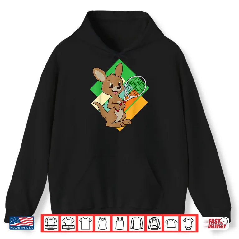 Hoodie Kangaroo Player Sports Design Tennis Racket Animal Graphic Shirt