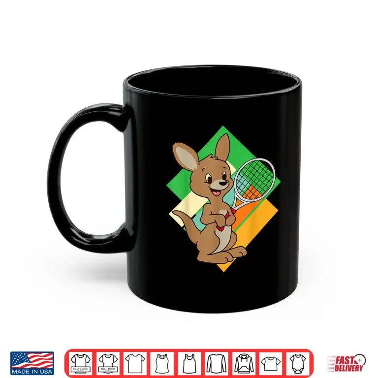 Mug Kangaroo Player Sports Design Tennis Racket Animal Graphic Shirt