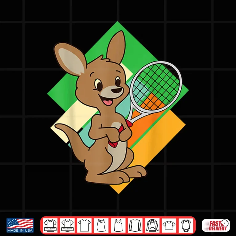 Design Kangaroo Player Sports Design Tennis Racket Animal Graphic Shirt