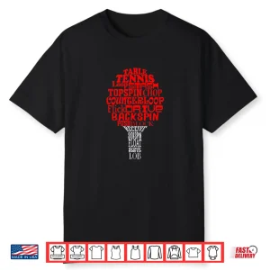 Word Cloud Design Table Tennis Professional Graphic Shirt