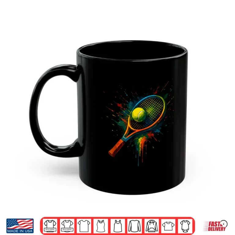 Mug Colorful Ball Tie Dye Color Splash Tennis Racket Graphic Shirt