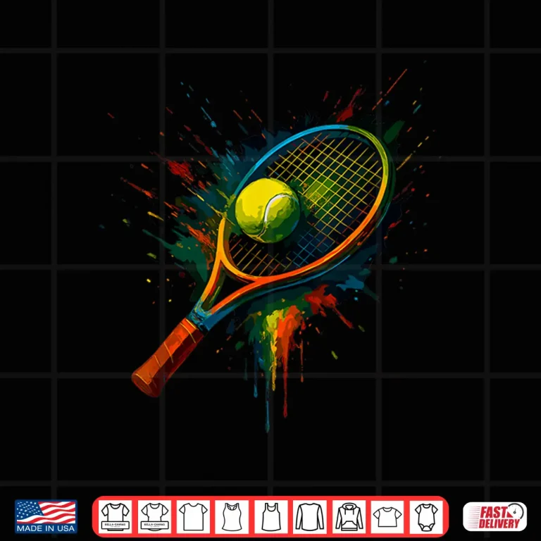 Design Colorful Ball Tie Dye Color Splash Tennis Racket Graphic Shirt