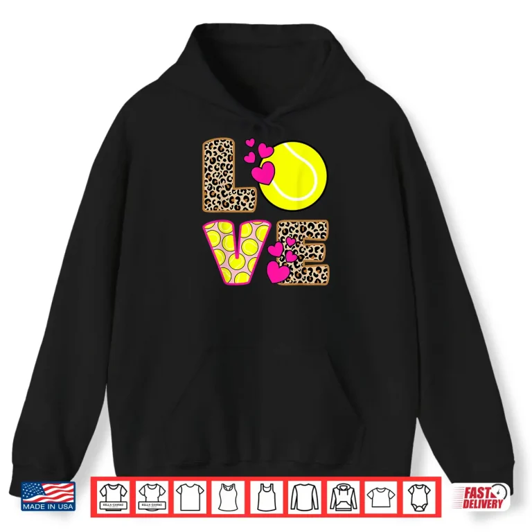 Hoodie Cute Love Leopard Print Tennis Professional Aesthetic Graphic Shirt