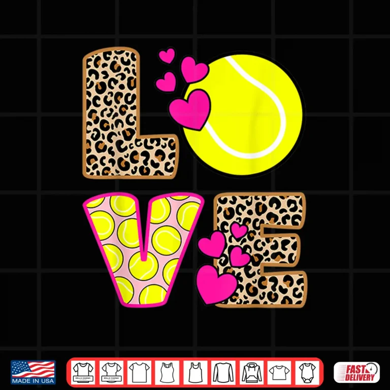 Design Cute Love Leopard Print Tennis Professional Aesthetic Graphic Shirt