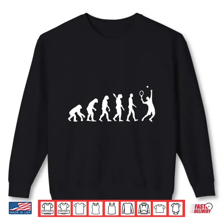 Sweatshirt Evolution Design Tennis Player Professional Retro Style Graphic Shirt