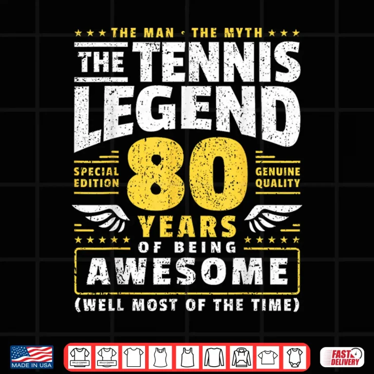 Design Eightieth Birthday Tennis Player Eighty Years Old Graphic Shirt