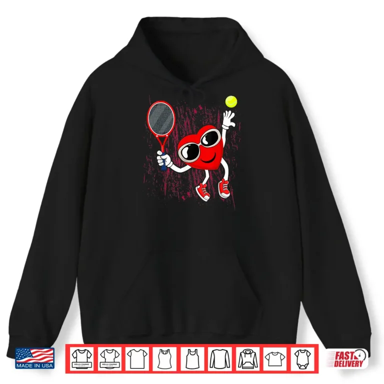 Hoodie Heart Ball Costume Tennis Valentines Day Youth Graphic Shirt