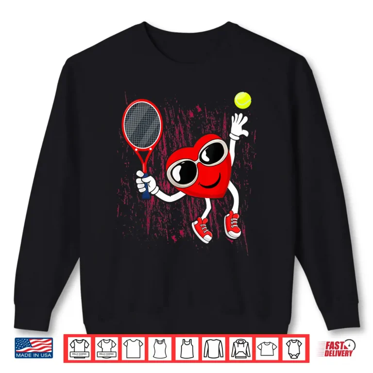 Sweatshirt Heart Ball Costume Tennis Valentines Day Youth Graphic Shirt