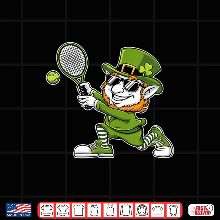 Design Leprechaun Saint Patricks Day Tennis Funny Player Graphic Shirt