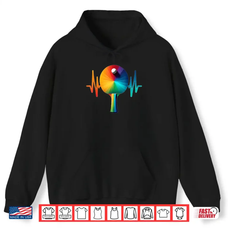 Hoodie Pulse Heartbeat EKG Ping Pong Table Tennis Graphic Shirt