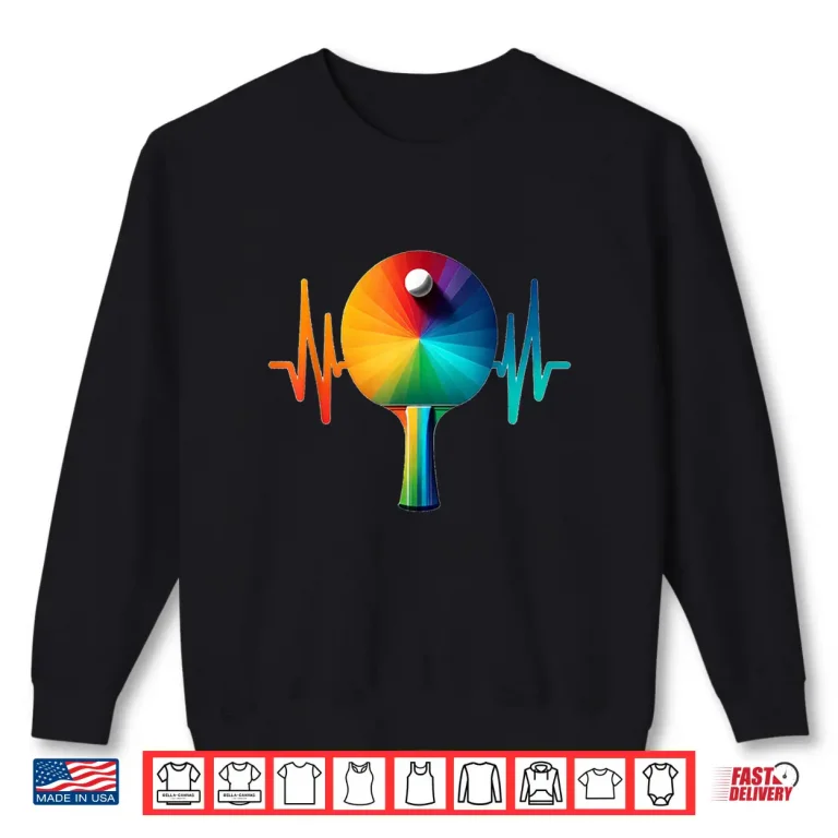 Sweatshirt Pulse Heartbeat EKG Ping Pong Table Tennis Graphic Shirt