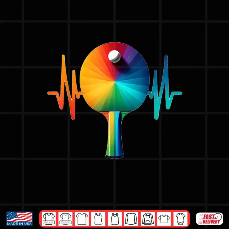 Design Pulse Heartbeat EKG Ping Pong Table Tennis Graphic Shirt