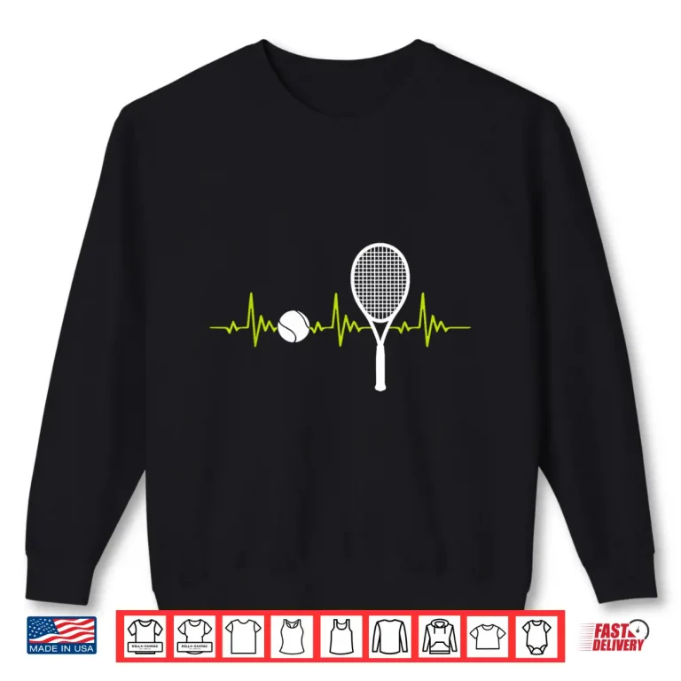 Sweatshirt Ball Heartbeat Racket Tennis Player Professional Graphic Shirt