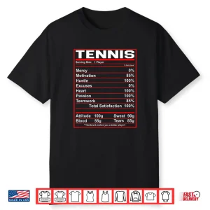 Nutrition Facts Tennis Professional Graphic Humor Funny Shirt