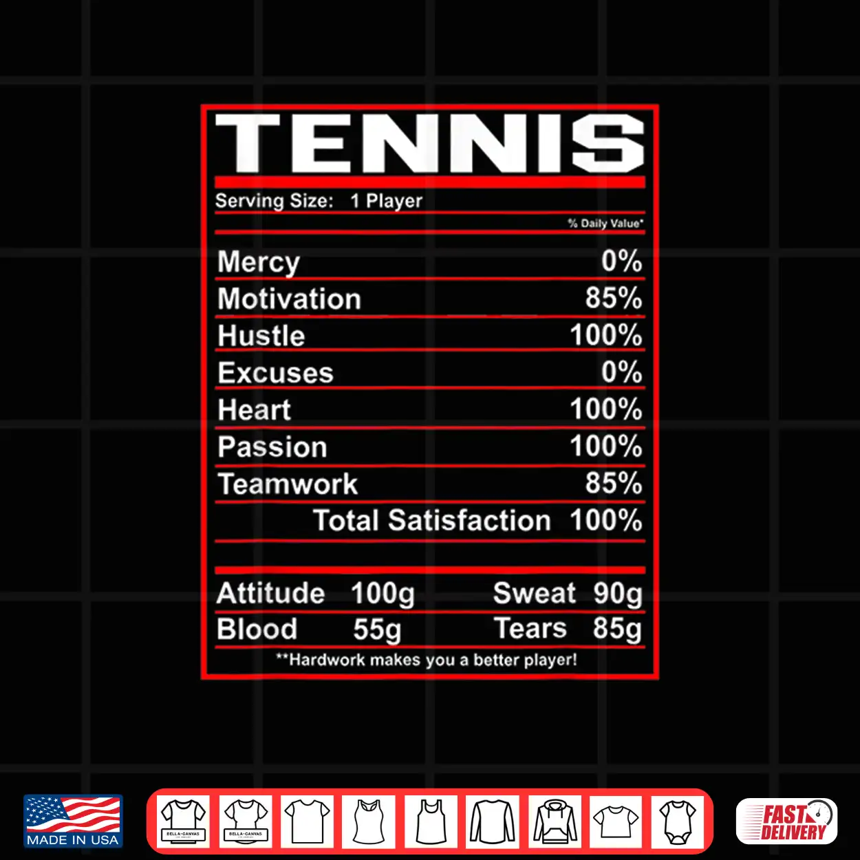 Nutrition Facts Tennis Professional Graphic Humor Funny Shirt Nutrition Facts Tennis Professional Graphic Humor Funny Shirt