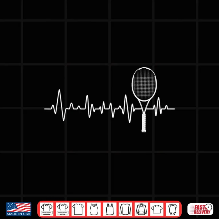 Design Pulse Heartbeat EKG Tennis Racket Tournament Sports Lover Shirt