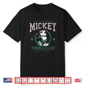 Retro Club Game Set Match Disney Tennis Mickey Character Shirt