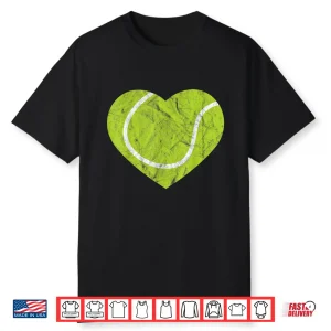 Retro Player Valentine Tennis Heart Vintage Gift Shirt