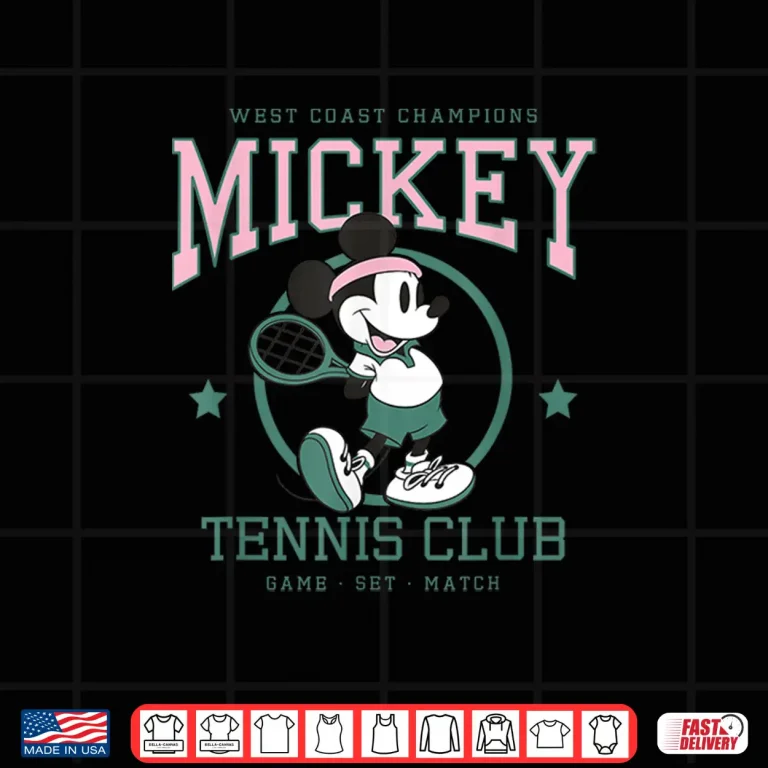 Design Retro Club Game Set Match Disney Tennis Mickey Character Shirt