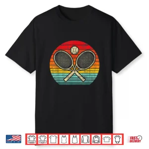 Retro Vintage Crossed Racket Tennis Sports Lover Graphic Shirt