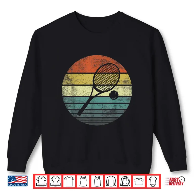 Sweatshirt Retro Sunset Racquet Ball Tennis Player Coach Gift Shirt