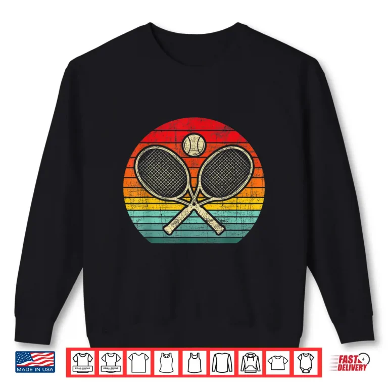 Sweatshirt Retro Vintage Crossed Racket Tennis Sports Lover Graphic Shirt