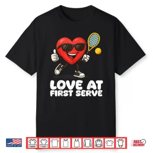 Valentine Heart Cartoon Tennis Winning Love Graphic Shirt