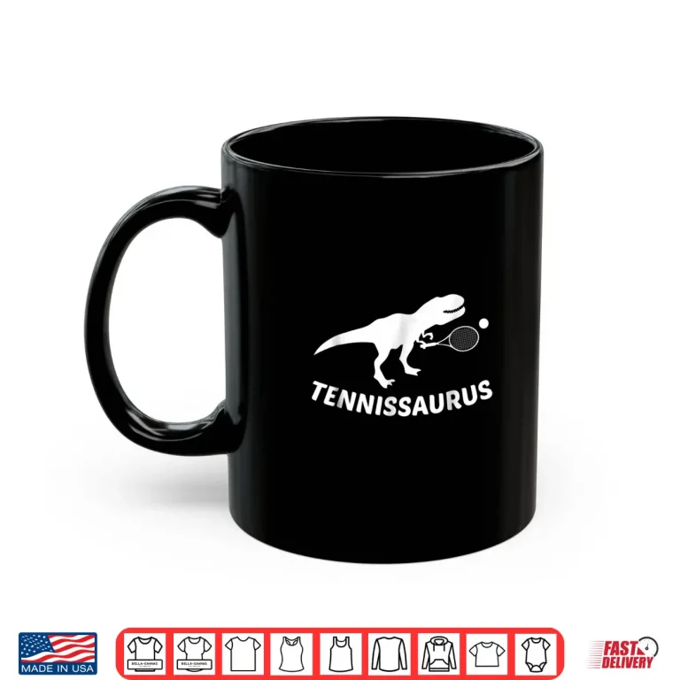 Mug Tennisaurus Dinosaur Tennis Funny Racket Sports Graphic Shirt