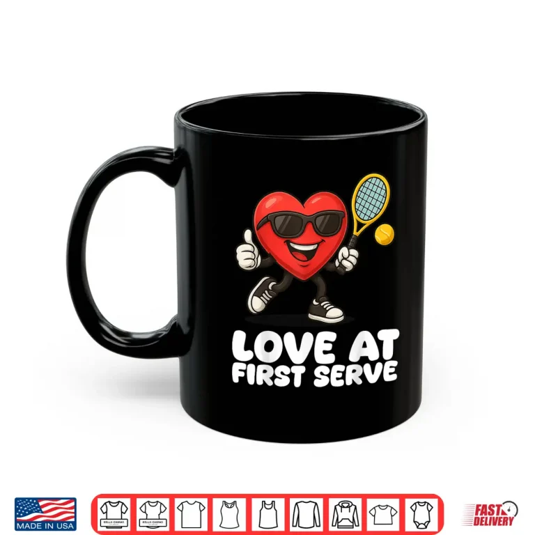 Mug Valentine Heart Cartoon Tennis Winning Love Graphic Shirt