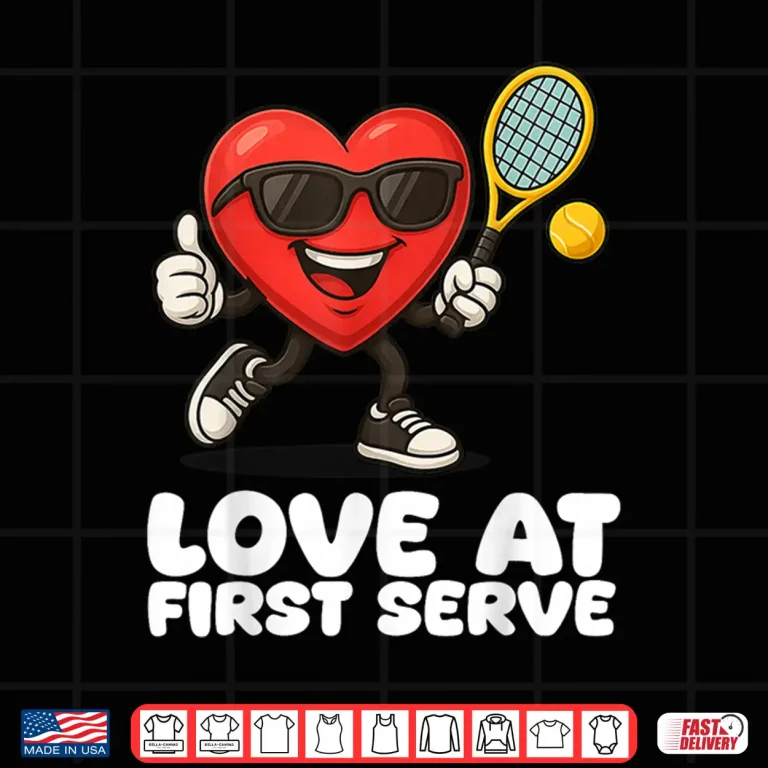 Design Valentine Heart Cartoon Tennis Winning Love Graphic Shirt