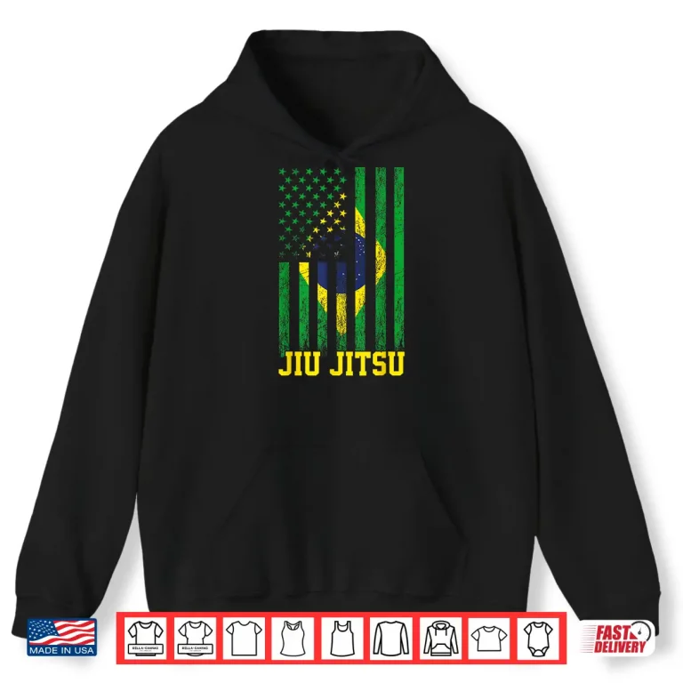 Hoodie Brazil United States Flag Jiu Jitsu Brazilian BJJ Graphic Shirt