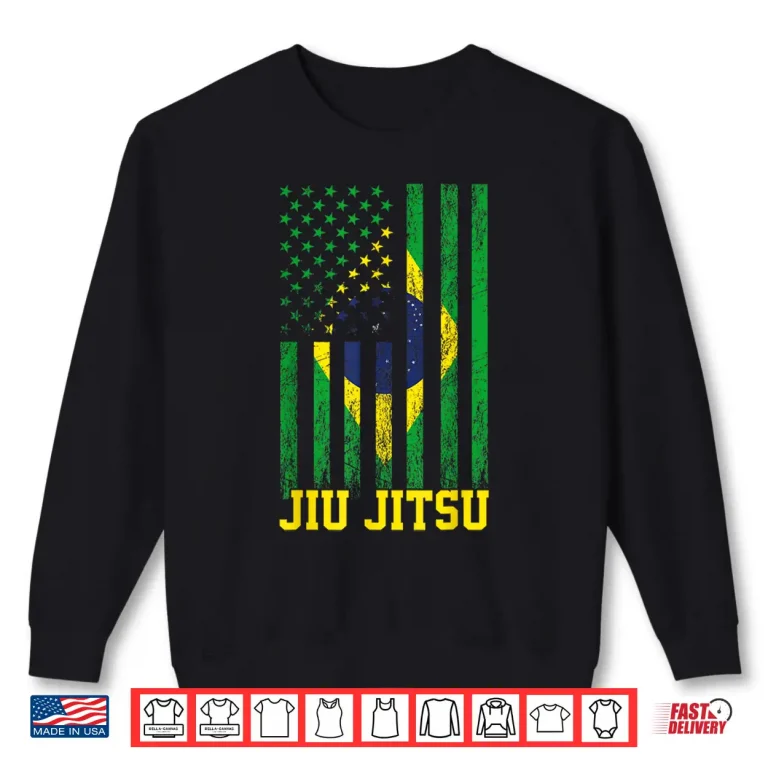 Sweatshirt Brazil United States Flag Jiu Jitsu Brazilian BJJ Graphic Shirt