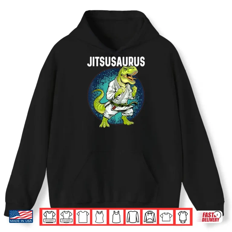 Hoodie Dinosaur Design Jitsusaurus Jiu Jitsu Bjj Youth Humor Funny Shirt