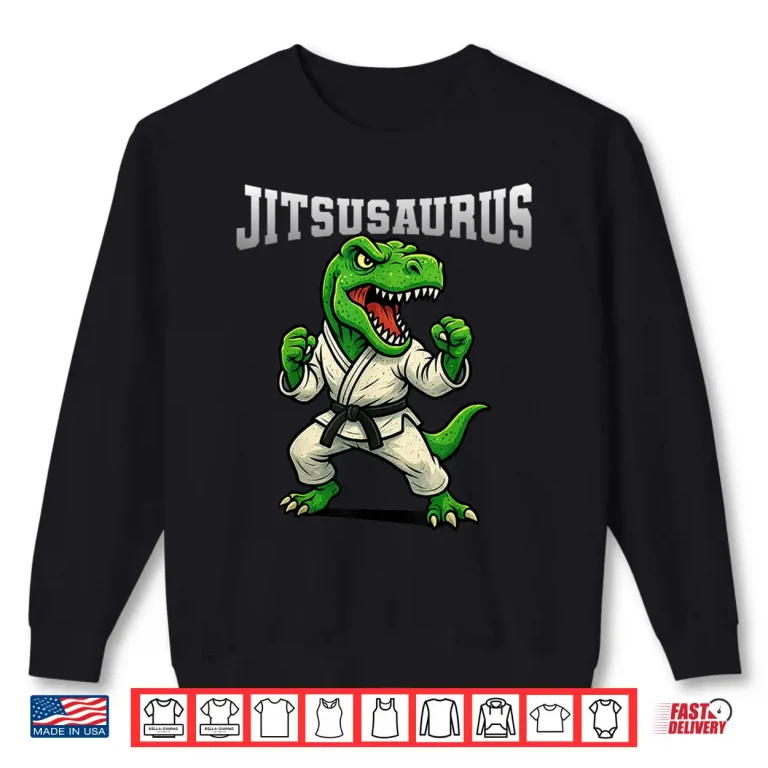 Sweatshirt Dinosaur Design Jitsusaurus BJJ Jiu Jitsu Martial Arts Youth Shirt