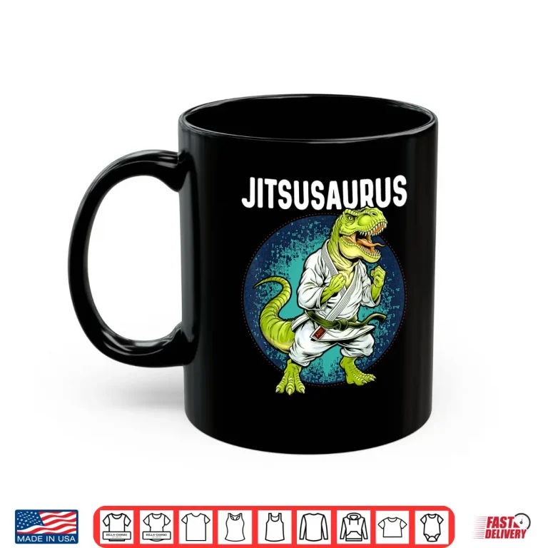 Mug Dinosaur Design Jitsusaurus Jiu Jitsu Bjj Youth Humor Funny Shirt