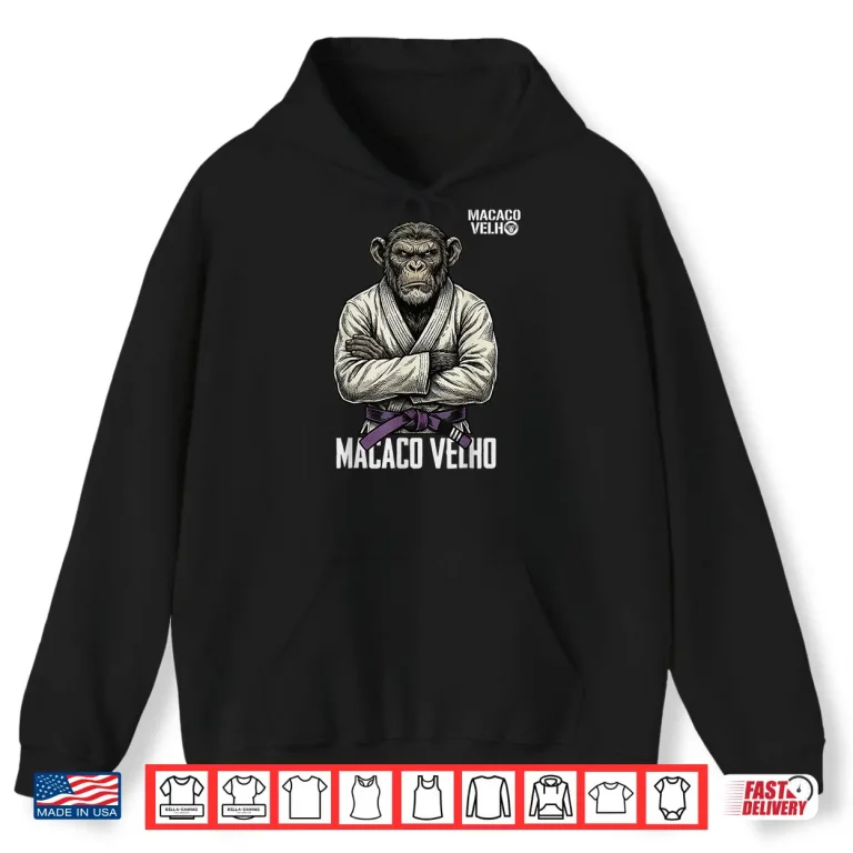 Hoodie Purple Belt Monkey Seasoned Grappler BJJ Brazilian Jiu Jitsu Shirt