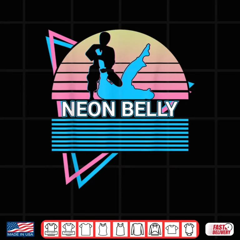 Design Retro Neon Belly Jiu Jitsu BJJ Professional Humor Funny Shirt 1
