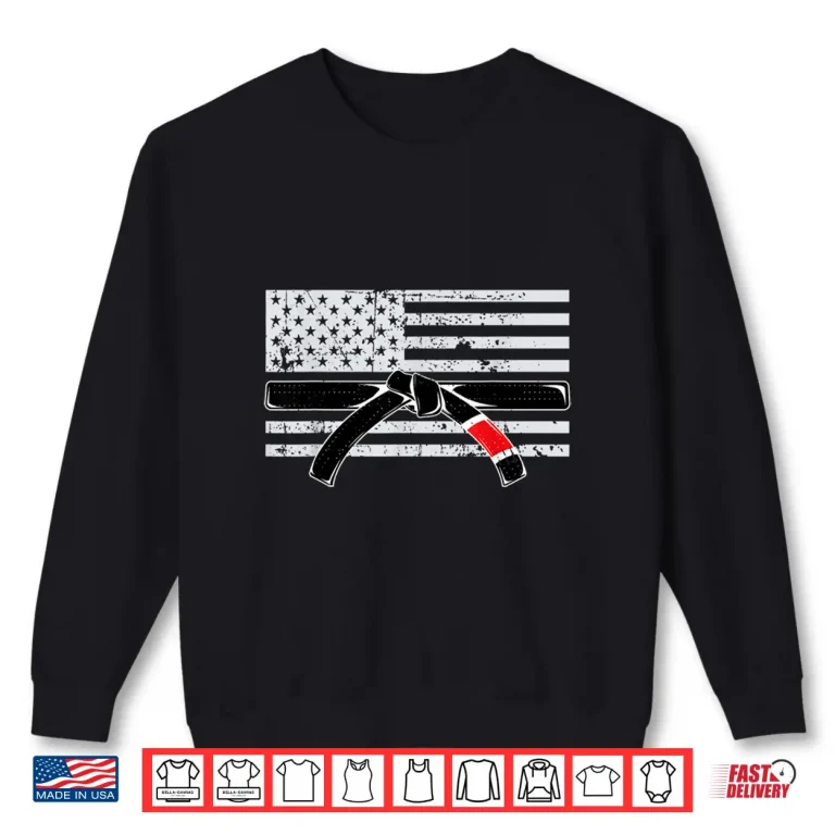 Sweatshirt Black Belt Ranking American Flag Jiu Jitsu BJJ Jiujitsu Gift Shirt