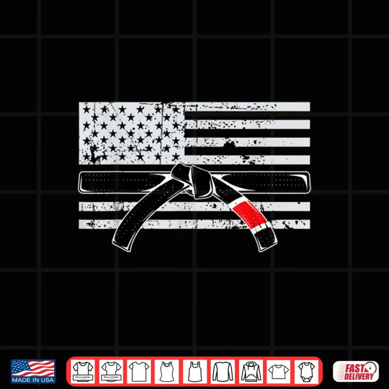 Design Black Belt Ranking American Flag Jiu Jitsu BJJ Jiujitsu Gift Shirt